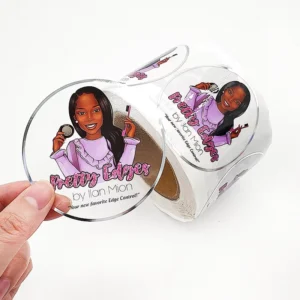 Personalised Customised Round Transparent Clear Roll Logo Stickers for Packaging