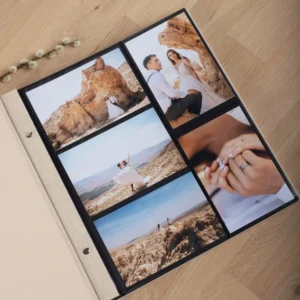 Personalised Large Linen Wedding Travel Photo Album with PP Pages and UV Printing