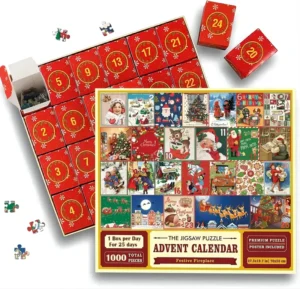 Personalized Advent Calendar Packaging with 1008-Piece Cardboard Jigsaw Puzzle for Adults