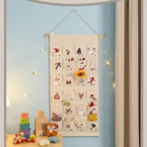 Personalized Canvas Christmas Advent Calendar with 24 Pockets Wall Hanging Countdown to Christmas for Kids Personalized Gift