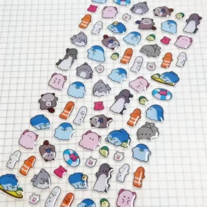 Personalized Custom 3d Embossed Label Stickers Self Adhesive Transparent Vinyl for Cartoon Decorative Bubble Stickers
