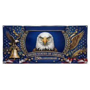 Personalized Custom-Size Tear-Resistant PVC and Polyester Patriotic Outdoor Banner, Family Name