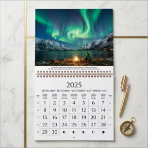 Personalized Custom Spiral-Bound Printed Calendar with Gloss Lamination, Full Color, and Hanging Planner