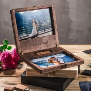 Personalized Engraved Wooden Photo and USB Keepsake Box