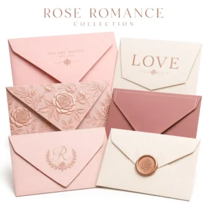 Personalized Envelope Set with Wax Seal and Ribbon for Wedding Invitations and Greeting Cards