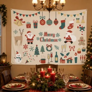 Personalized Holiday Banner Durable Polyester Christmas Holiday Decoration Xmas Outdoor Festive Decor 3x5ft Custom Printed Flag