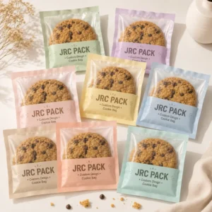 Personalized Logo Individual Cookie Packaging Bags, Heat-Seal Matte Plastic Pouches with Clear Window