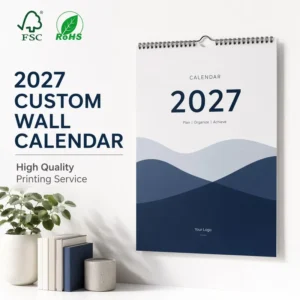 Personalized Paper Wall Calendar with Sustainable Board, Custom Printing OEM Supply, Yearly Hanging Clock and Photo Frame