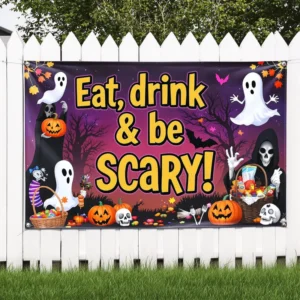 Personalized Portable Foldable PVC Banner, Digital Printing, Waterproof, Hanging, Halloween Event Decorations