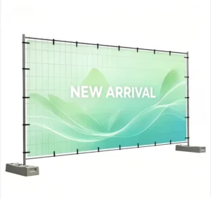 Personalized Soft Green Gradient PVC Banner with Custom Logo Text for Indoor Outdoor Retail Promotion