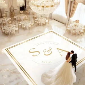 Personalized Wedding Dance Floor Decal, Removable Self-Adhesive Vinyl Floor Wrap, Custom Name and Date Design