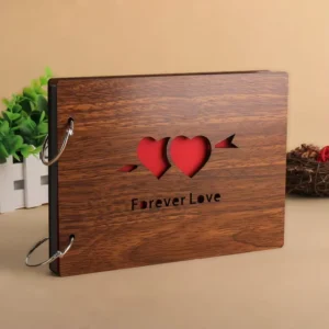 Personalized Wooden Wedding Photo Album and Anniversary Memory Book