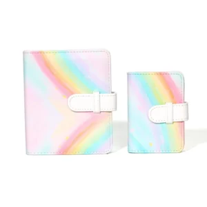 Photo Album Insert 3 Inch 64-Slot PU Pastel Rainbow with 9 Pockets for Instant Photos and Printing
