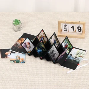 Photo Album with Durable Paper Cover, Custom Logo, and Colorful Folding Design for Birthday and Wedding