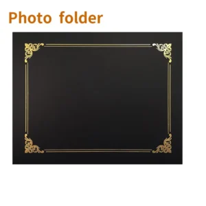 Photo Folders Cardboard Picture Frame for Certificate Document Holders Black with Gold Lining