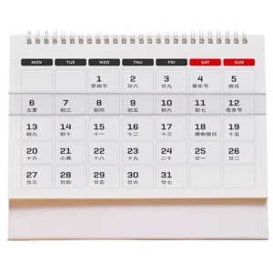 Photo Frame Display Paper Yearly Desk Wall Calendar 4-Color Offset Printed Wire-O Binding