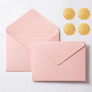 Pink 13.3×18.3cm Envelope with Gold Border, V-Flap, and Self-Seal for Greeting Cards, Wedding, Graduation, and Baby Shower Invitations