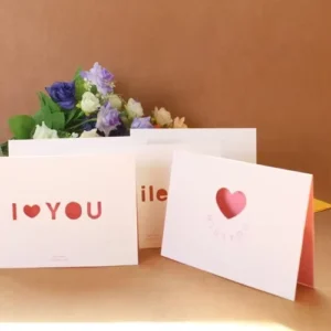 Pink 3D Pop-Up Laser-Cut Eco-Friendly Greeting Card with Hearts English Design for Valentine’s Day, Birthday, Graduation