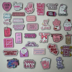 Pink Coquette Love Theme Enamel Zinc Iron Metal Phone Stickers with 3M Adhesive