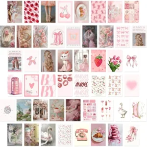 Pink Coquette Room Decor Pink Posters Coquette Room Decor Wall Collage Kit for Teen Girls Dorm Bedroom Wall Art Prints