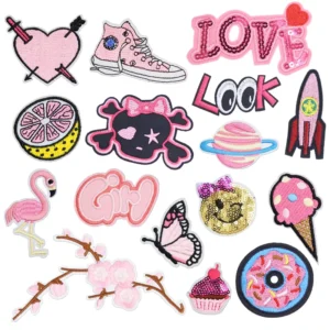Pink Custom Iron-on Embroidery Patches for Clothing Animal Embroidered Patch