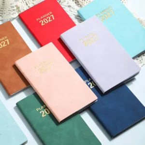 Planner Notebook Custom Logo Leather Cover Weekly Monthly Agenda Organizer Business Office School Journal Book