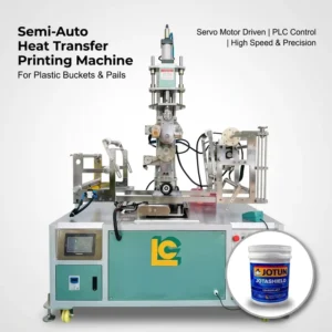 Plastic Bucket Heat Transfer Printing Machine Semi-Automatic for Round Cylindrical Containers 400mm Diameter Capacity