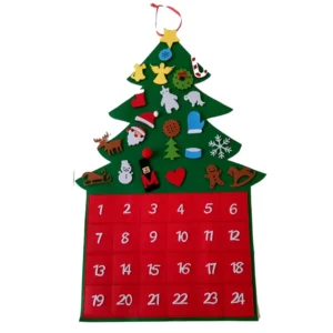 Polyester Kids Christmas Gift Christmas Tree Felt Avdent Calendar With Count Down 24 Days