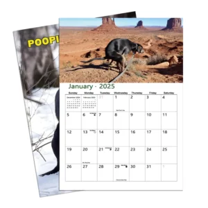 Pooping Dogs A3 A4 Size Wall Calendar Unique Design Custom Printed Colorful Spiral Personalized Calendar