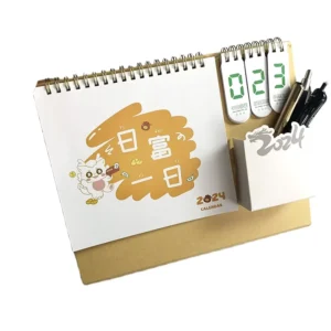 Popular DIY Desk Calendar Wooden Desk Calendar Custom Base Desktop Table Wood Desk Calendar Stand Customized Logo Art Paper