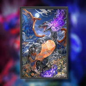 Popular Dark themed Pokemoned Art Board High Quality Plush Extended Art Frame Collectible Card Gift