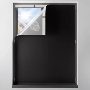 Portable Black Window Blackout Curtain Shade with Reusable Double-Sided Tape Black Window Film for Home Decor Curtains Valances