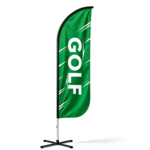 Portable Promotional Blade Banner with Pole and Cross Base for Nonprofit Community Event