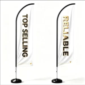 Portable Promotional Blade Banner with Pole and Cross Base for Nonprofit Community Event