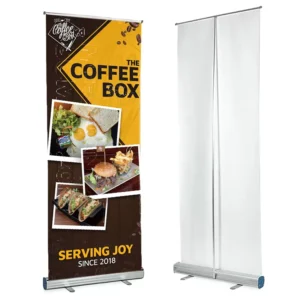 Portable Roll-Up Banner Stand with Pull-Up Screen for Events and Promotional Flags