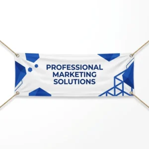 Portable Waterproof Outdoor PVC Business Banner, Blue and White, for Office Promotion