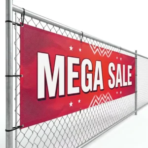 Portable Waterproof Reusable Foldable Custom PVC Banner, Red and White, for Retail Shop Windows