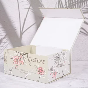 Premium Floral Magnetic Closure Gift Box Foldable Rigid Packaging Box for Cosmetics