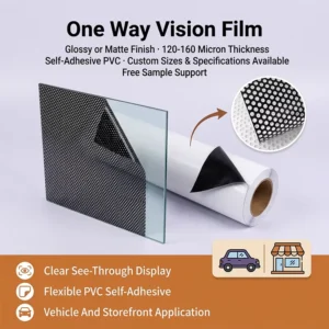 Printable One Way Vision Vinyl Perforated Window Film Self Adhesive PVC See Through Glass Sticker for Car and Storefront