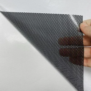 Printable One Way Vision Vinyl QS1416 Perforated PVC Window Film for Glass Curtain Wall Privacy Daytime Window Printing Sticker