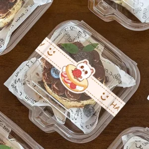 Printed Cake Box Adhesive Seal Labels, Food-Grade Synthetic Paper