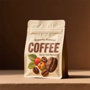 Printed Coffee Bags with Valve, Resealable Stand-Up Flat-Bottom Packaging for Coffee Beans