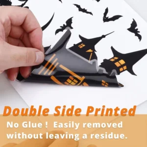 Printed Halloween Static Window Clings Skeleton Bat Witch Static Stickers Removable Window Decals Halloween Party Home Decor