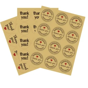 Printed Kraft Paper Agriculture Use Circle Shape Thank-You Sealing Labels Adhesive Label