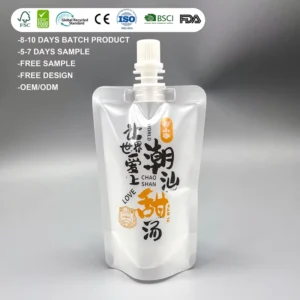 Printed Leak-Proof Food-Grade Spout Stand-Up Plastic Bag for Liquid Food and Drinks