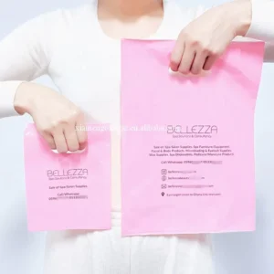 Printed Logo Custom Flat Plastic Shopping Bags with Die-Cut Handle for Shops, Boutiques, and Gifts