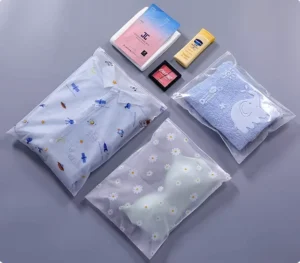 Printed Logo Resealable PE Clothing Bag, Frosted Zipper Packaging Zip Lock Bag