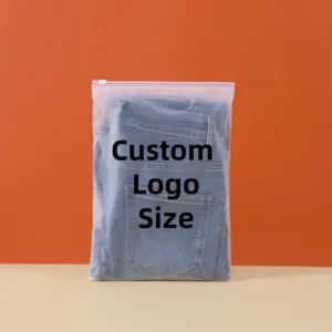 Printed Logo Resealable PE Clothing Bag with Frosted Zipper