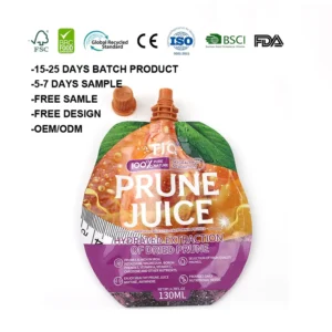 Printed Plastic Stand-Up Drink, Water, and Juice Beverage Pouch with Spout