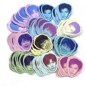 Printing Custom Korean Idol KPOP Paper Sticker Glitter Waterproof Vinyl Labels Die cut Sticker for Phone Laptop Decoration